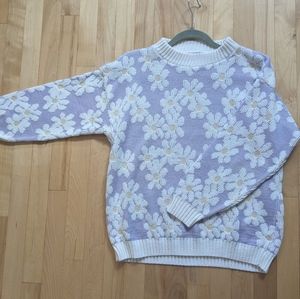 Vintage daisy patterned jumper with lilac background coloring size US S